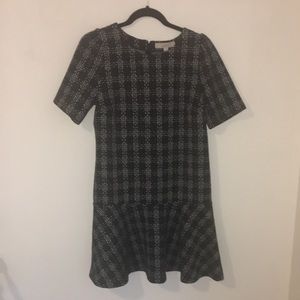 LOFT black/white plaid peplum dress